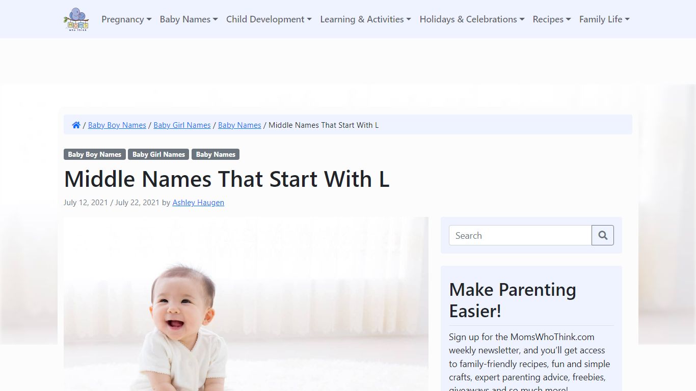 Middle Names That Start With L | MomsWhoThink.com